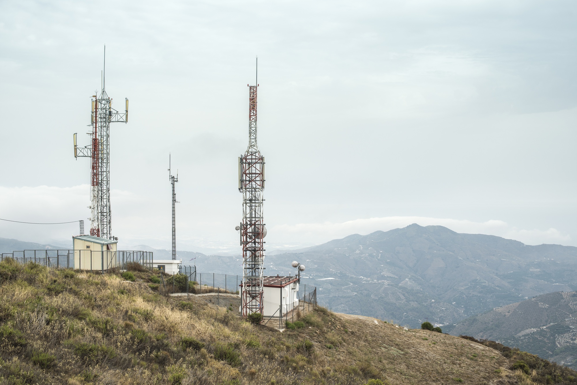 Telecommunications towers and network infrastructure at a remote site